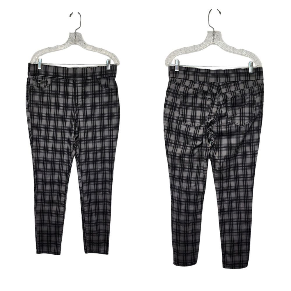 Nine West Plaid Black/Gray Heidi Pull-On Skinny Pants Size 10